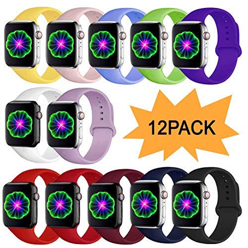 Product Cover CHGUS Compatible with Watch Band 38mm 42mm 40mm 44mm for Women Men, Soft Silicone Sport Replacement Bands for iWatch Series 5/4/3/2/1, S/M, M/L