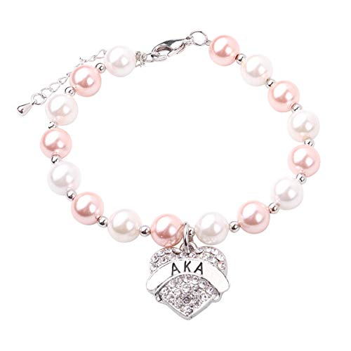 Product Cover Alpha Kappa Alpha Sorority Bracelet Sorority Jewelry AKA Pearl Bracelet Gift for Womens,Girls (AKA Pearl Bracelet)