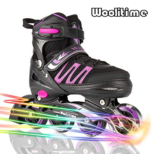 Product Cover Woolitime Sports Adjustable Blades Roller Skates for Girls and Kids with Featuring All Illuminating Wheels, Safe and Durable Inline Skates, Fashionable Roller Skates for Women, Youth and Adults