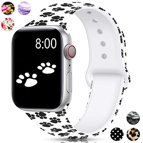 Product Cover Merlion Compatible with Apple Watch Band 38mm 42mm 40mm 44mm for Women/Men,Silicone Fadeless Pattern Printed Replacement Floral Bands for iWatch Series 4/3/2/1