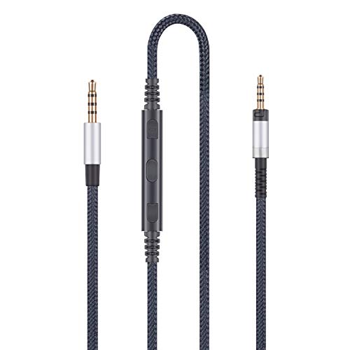 Product Cover Audio Replacement Cable with in-Line Mic Remote Volume Control Compatible with Sennheiser HD4.40, HD 4.40 BT, HD4.50, HD 4.50 BTNC, HD4.30i, HD4.30G Headphone and Compatible with iPhone iPod iPad
