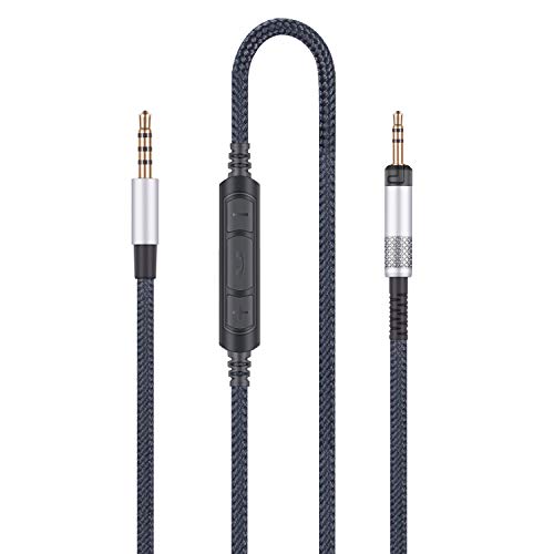 Product Cover Audio Replacement Cable with in-Line Mic Remote Volume Control Compatible with Sennheiser HD598 HD598 SE, HD518 HD598 Cs, HD599 HD569 HD579 Headphone, Audio Cord Compatible with Samsung Galaxy Huawei