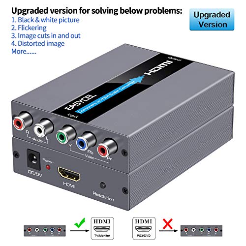 Product Cover EASYCEL 1080P 5RCA RGB YPbPr Component to HDMI Scaler Converter(with Scaler Function, Aluminum), Component YPbPr Input HDMI Output for DVD, PSP, Xbox 360, PS2, Nintendo NGC, Bose 3-2-1