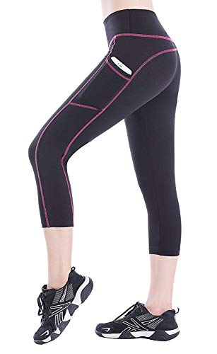Product Cover BLINKIN Yoga,Gym and Active Sports Fitness Black Capri Tights with Side Pockets for Women|Girls(Polyester Fabric)(015)