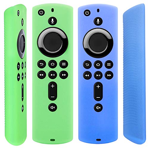 Product Cover [2 Pack] Semi-Transparent Remote Case for Fire TV Stick 4K / Fire TV Cube/Fire TV (3rd Gen) Compatible with All-New 2nd Gen Alexa Voice Remote Control (Translucent Blue Green)