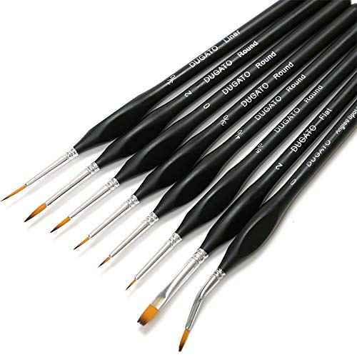 Product Cover DUGATO Micro Detail Paint Brush Set, 8pcs Tiny Professional Fine Miniature Paint Brushes Kit with Ergonomic Handle for Acrylic, Oil, Watercolor, Art, Scale Model, Face, Paint by Numbers (VIII)