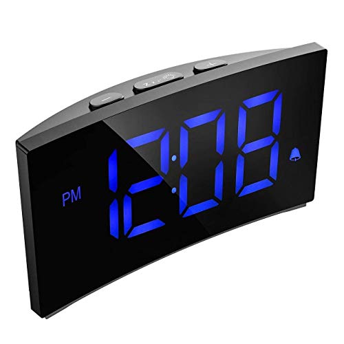 Product Cover Digital Alarm Clock Pictek 5 Inch Dimmable LED Screen, Kids Desk Clock with Snooze Function for Bedroom Living Room Office (Without Adapter) (Y Blue)