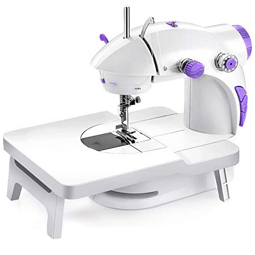 Product Cover Joypea Mini Portable Sewing Machine with Extension Table,Adjustable Double Speed Crafting Mending Machine with Foot Pedal,for Household Kids Beginners