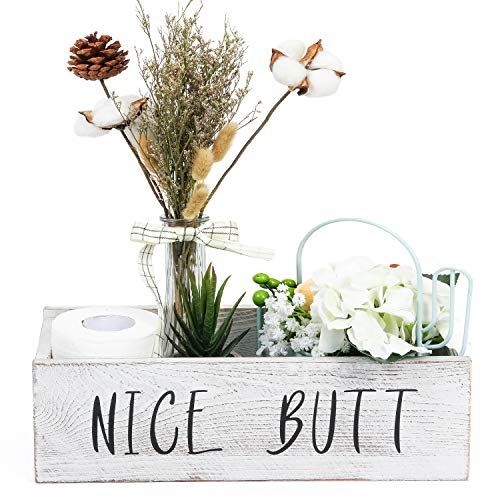 Product Cover TIMEYARD Nice Butt Bathroom Decor Box - Toilet Paper Holder - Farmhouse Rustic Wood Crate Home Decor