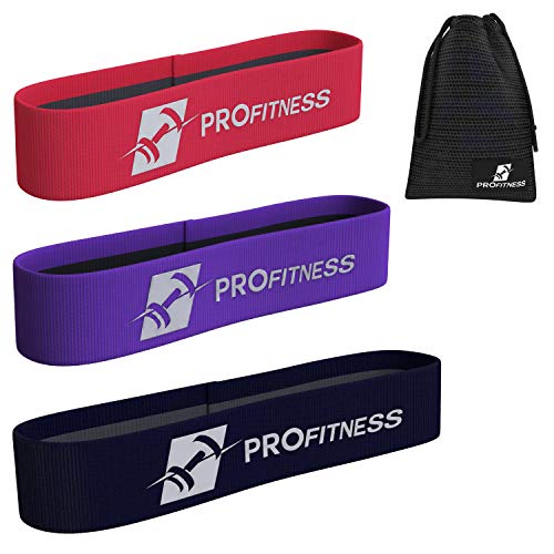 Product Cover ProFitness Hip Resistance Bands [Set of 3] for Legs and Butt | Fabric Non-Slip, Durable Resistance Circle Loop Bands for Full Body Workouts, Strength & Stamina | Perfect for Legs, Hips, Booty & Arms