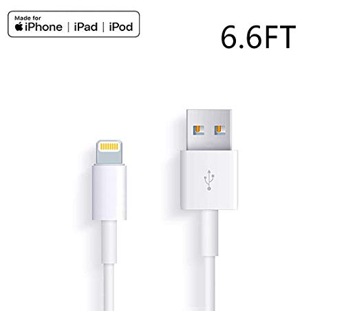 Product Cover Apple iPhone/iPad Charging/Charger Cord Lightning to USB Cable[Apple MFi Certified] Compatible iPhone X/8/7/6s/6/plus/5s/5c/SE,iPad Pro/Air/Mini,iPod Touch(White/6.6FT) Original Certified