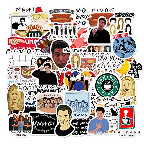 Product Cover 50pcs Friends TV Show Theme Stickers Laptop Stickers Computer Vinyl Sticker Waterproof Bike Skateboard Luggage Decal Graffiti Patches Decal (Friends)