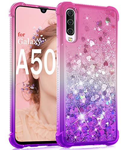 Product Cover Dzxouui for Galaxy A50 Case,Galaxy A50S/A30S Case,TPU Protective Cover for Girls and Women Glitter Bling Sparkle Cute Phone Case for Samsung Galaxy A50S/A30S/A50(Pink/Purple)
