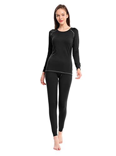 Product Cover Women's Thermal Underwear, Fast Dry Long Underwear Women Base Layer Long John Set (Black, XL)