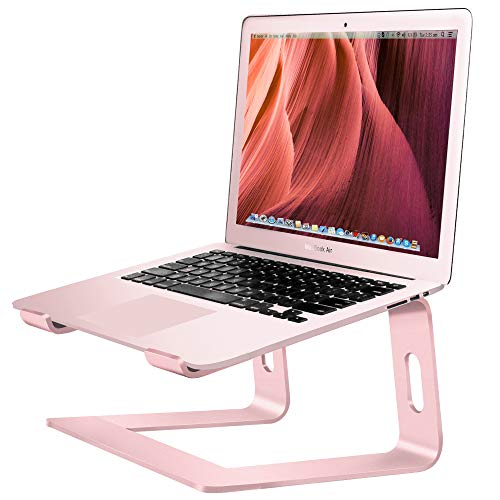 Product Cover Soundance Aluminum Laptop Stand for Desk Compatible with Mac MacBook Pro Air Apple Notebook, Portable Holder Ergonomic Elevator Metal Riser for 10 to 15.6 inch PC Desktop Computer, LS1 Rose Gold
