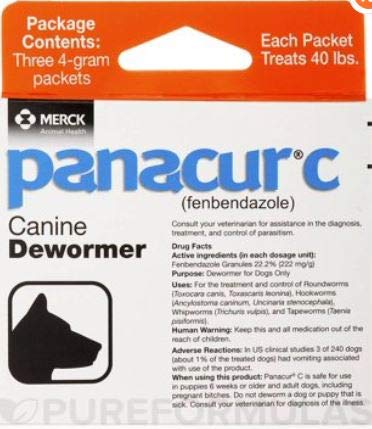 Product Cover Panacur C Canine Dewormer Dogs 4 Gram Each Packet Treats 40 lbs (3 Packets) (3 Pack)