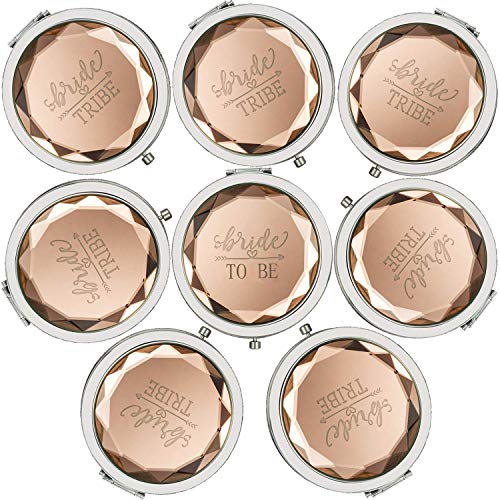 Product Cover Cuterui Bridesmaid Gifts Bride Tribe Compact Makeup Mirrors for Bachelorette Bridal Shower Gifts(Pack of 8,Champagne)