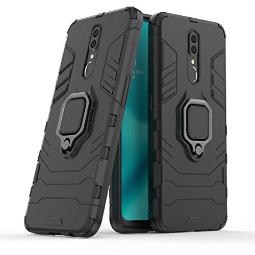 Product Cover MOBIRUSH ZIVITE Hybrid Armor Shockproof Soft TPU and Hard PC Back Cover with Ring Holder for Oppo F11 (Black)
