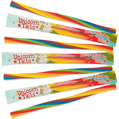 Product Cover Unicorn Tails Licorice Candy Ropes - 16 Soft & Chewy Rainbow Party Favors for Kids - Bulk Candy Goodie Bags