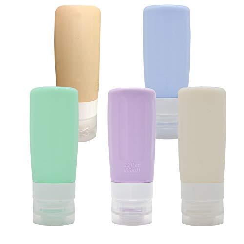 Product Cover 3oz Travel Bottle, TSA Approved Travel Bottles, KoHuiJoo Refillable Cosmetic Size Toiletries Travel Containers, Squeezable Leak Proof Silicone Travel Bottles for Shampoo Cream Lotion Face Body（5 Pack）
