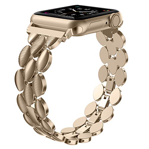 Product Cover Moolia Compatible with Apple Watch Band 38mm 40mm Metal Fashion Women Replacement Strap Bracelet for iWatch Series 5 4 3 2 1 Champagne