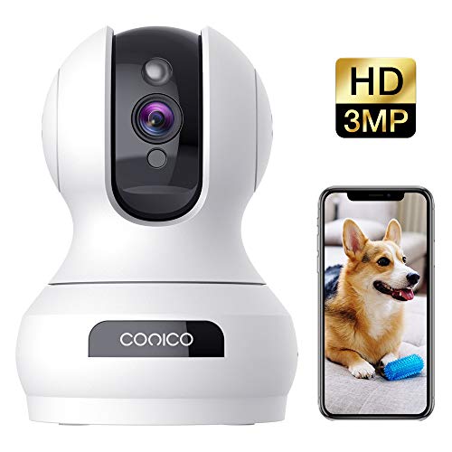 Product Cover Wireless Security Camera 1536P Pet Camera, CONICO 3MP Dog Cam Baby Monitor 360° Viewing 8X Zoom, 2-Way Audio, Surveillance Camera with Motion Sound Alerts Night Vision Cloud Storage Works with Alexa