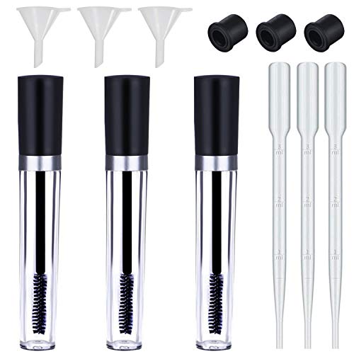 Product Cover Wonderwin 3 pack 10ml Empty Mascara Tube with Eyelash Wand, Eyelash Cream Container Bottle with Rubber Inserts, Funnels and Transfer Pipettes for Castor Oil, Ideal Kit for DIY Cosmetics (3 Pack)