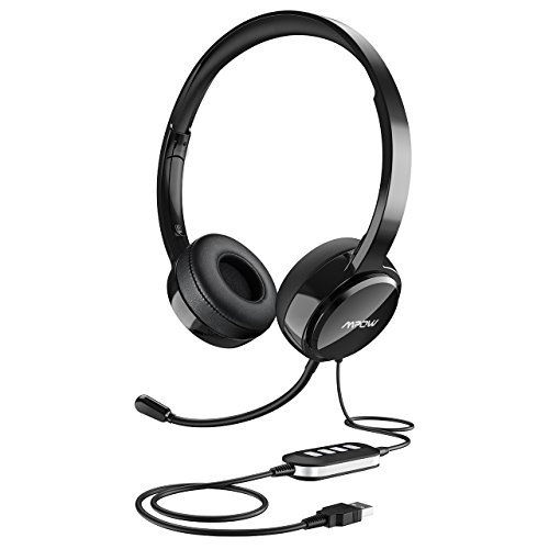 Product Cover Mpow USB Headset (All-Platform Edition) with 3.5mm Jack, Stereo Computer Headset with Microphone Noise-Canceling, Skype Headphones w/Comfort-fit Earpad, Inline Volume Control for PC/Laptop/Cell Phone
