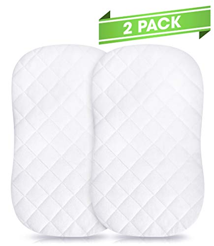 Product Cover iLuvBamboo 2 Pack Waterproof Bassinet Cover to Fit Hourglass Swivel Sleeper Mattress Pad - Machine & Dryer Friendly - Secure Envelope Design - Silky Soft Bamboo Mattress Protector