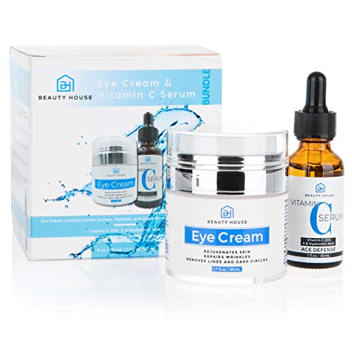 Product Cover Beauty House Premium Anti Aging Treatment | Eye Cream (1.7 oz) for Dark Circles, Puffiness, Bags and Wrinkles | Vitamin C and Hyaluronic Acid Face Serum (1 oz) with Free eBook