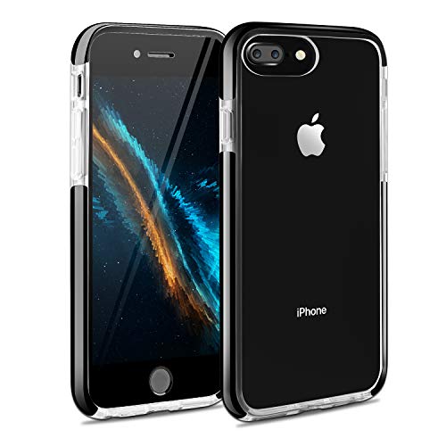 Product Cover iPhone 7 Plus Case iPhone 8 Plus Case, Crystal Clear Anti-Scratch Anti-Slippery Transparent Shockproof Cover Ultra Hybrid Bumper Protective Case Compatible with iPhone 7Plus/iPhone 8Plus (Black)