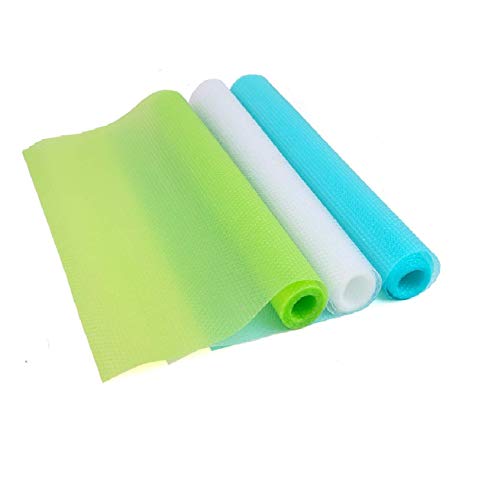 Product Cover Blumfye Plastic 3 Rolls EVA Shelf Durable Anti Slip Grip Mat for Fridge, Bathroom, Kitchen, Drawer, Cupboard Underlay Liner and Household (Random Colour) - Pack of 03 Pieces