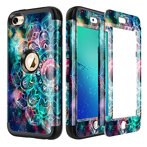 Product Cover Lamcase for iPod Touch 7th Gen 2019 Case, iPod Touch 7/6/5 Case Shockproof Hybrid Rubber Dual Layer Armor Protective Case Cover for Apple iPod Touch 7th/6th/5th Generation, Mandala/Galaxy