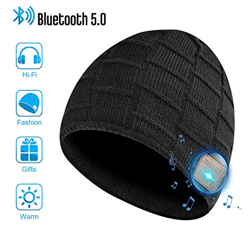 Product Cover Bluetooth Beanie, Mens Gifts, Electronic Gifts for Men, Fashion Gifts for Women, Bluetooth Hats for Men and Women, Music Hat with Bluetooth Headphones (Black)