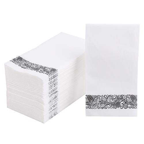 Product Cover Foraineam 100 Pack Disposable Hand Towels Linen-Feel Hand Napkins - Decorative Floral Paper Guest Towels