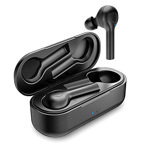 Product Cover True Wireless Earbuds TWS in-Ear Stereo Bluetooth 5.0 Earphones Waterproof Earbuds Single/Twin Mode with Built-in Mic (Stereo Sound, Button Control, IPX8, 40 Hours Playtime)