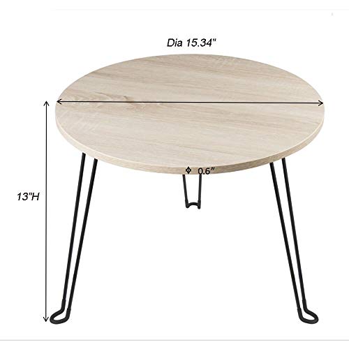 Product Cover 2LL4HM Small Round Coffee Table for Living Room Bed Room Outdoor Use Folding Side Table with Light Wood Color