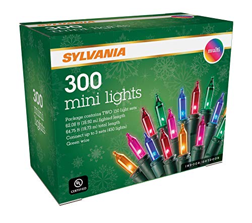 Product Cover SYLVANIA Mini Christmas Lights, Multi, Two 150 Light Sets, Green Wire