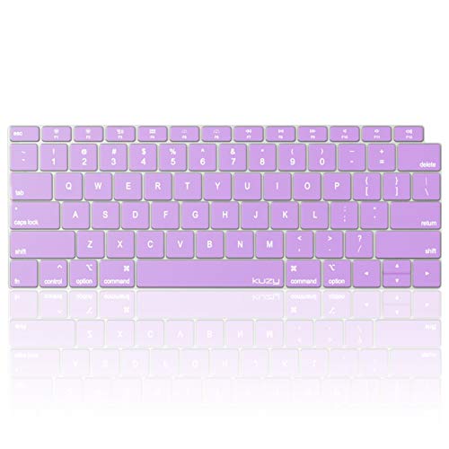 Product Cover Kuzy - MacBook Air Keyboard Cover, 13 inch 2019 2018 New A1932 with Touch ID and Retina Display Silicone Key Board Protective Skin Protector, Apple MacBook Air Accessories - Light Purple