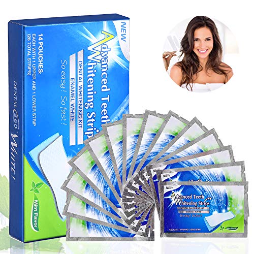 Product Cover Teeth Whitening Strips, Fixget 28 Pieces 3D Teeth Stain Remover, Mint Flavor Freshen Breath, 14 Treatment, 30 Minutes Express, Non-Slip Tooth Bleaching Gel Strip for Sensitive Teeth