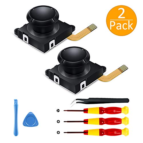 Product Cover [New Version] 2 Pack 3D Replacement Joystick Analog Thumb Stick for Nintendo Switch Joy-Con Controller - Include Tri-Wing & Screwdriver Tool