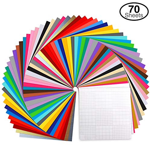 Product Cover Permanent Adhesive Backed Vinyl Set by Ohuhu, 60 Vinyl Sheets + 10 Transfer Tape Sheets, 30 Assorted Colors 12