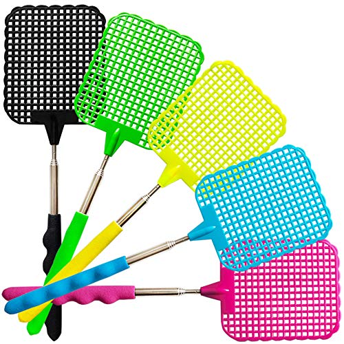 Product Cover YoYa Pet Fly Swatter 5 Pack Plastic Stainless Steel Extendable Strong Flexible Durable Durable Telescopic Handle