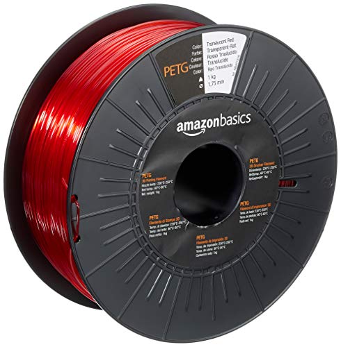 Product Cover AmazonBasics PETG 3D Printer Filament, 1.75mm, Translucent Red, 1 kg Spool