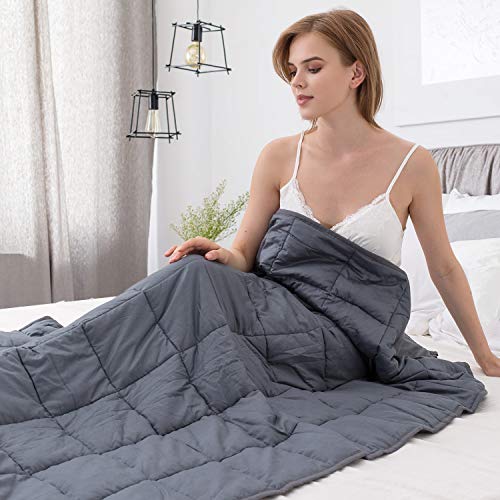 Product Cover Alomidds Weighted Blanket 20 lbs| 48''x72'', Twin Size, for 120-180lbs Individual, Heavy Blanket Premium Cotton Material with Glass Beads| Grey