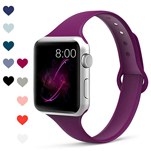Product Cover Merlion Compatible with Apple Watch Band 38mm 42mm 40mm 44mm for Women/Men,Soft Silicone Thin Narrow Replacement Slim Bands for iWatch Series 4/3/2/1