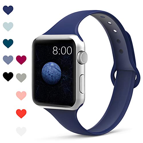 Product Cover Merlion Compatible with Apple Watch Band 38mm 42mm 40mm 44mm for Women/Men,Soft Silicone Thin Narrow Replacement Slim Bands for iWatch Series 4/3/2/1