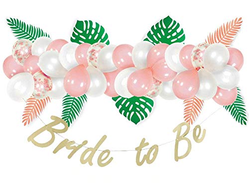Product Cover Vidal Crafts Bridal Shower Decorations Set, Bachelorette Party Supplies, Bride to Be Banner, Balloons, Tropical Theme Decor, Wedding Party Supplies