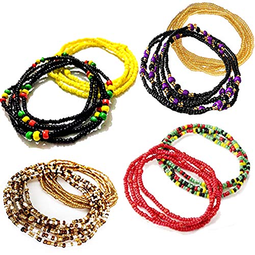 Product Cover Tuoshei 8 Piece Summer Jewelry Waist Bead Set, Colorful Waist Bead, Belly Bead, African Waist Bead, Body Chain, Beaded Belly Chain, Bikini Jewelry for Woman Girl (style 3)