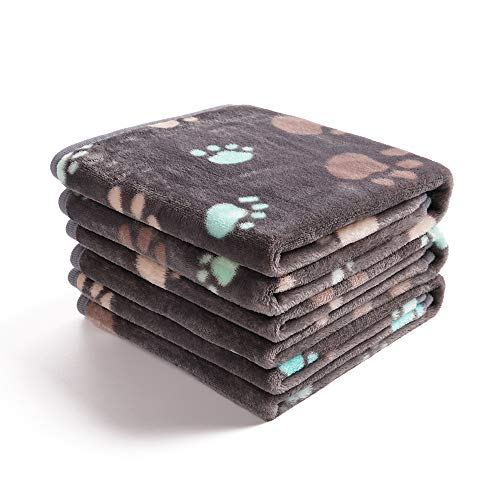 Product Cover luciphia 1 Pack 3 Blankets Super Soft Fluffy Premium Fleece Pet Blanket Flannel Throw for Dog Puppy Cat Paw Grey Small